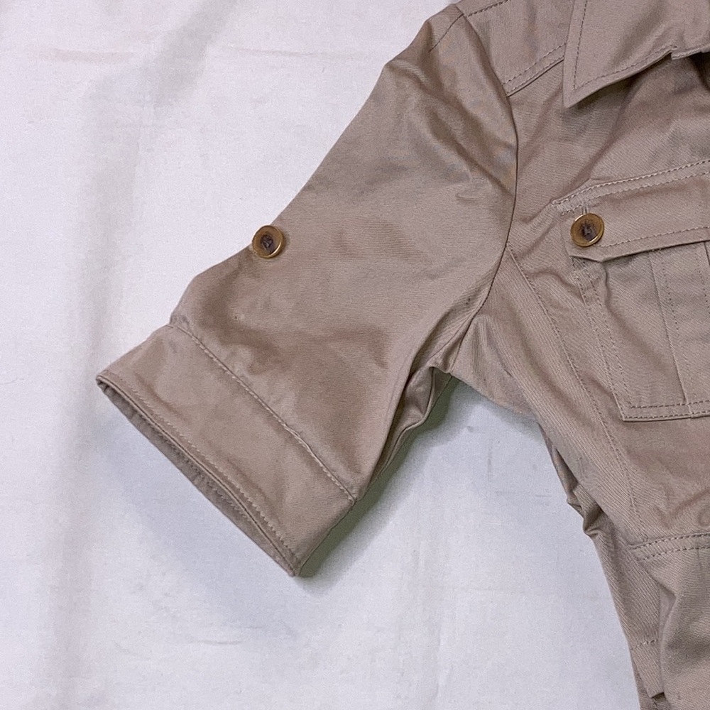 SOLD TORY BURCH Khaki Safari Midi Flare Dress Cotton Twill 8 NEW - Picture 13 of 14
